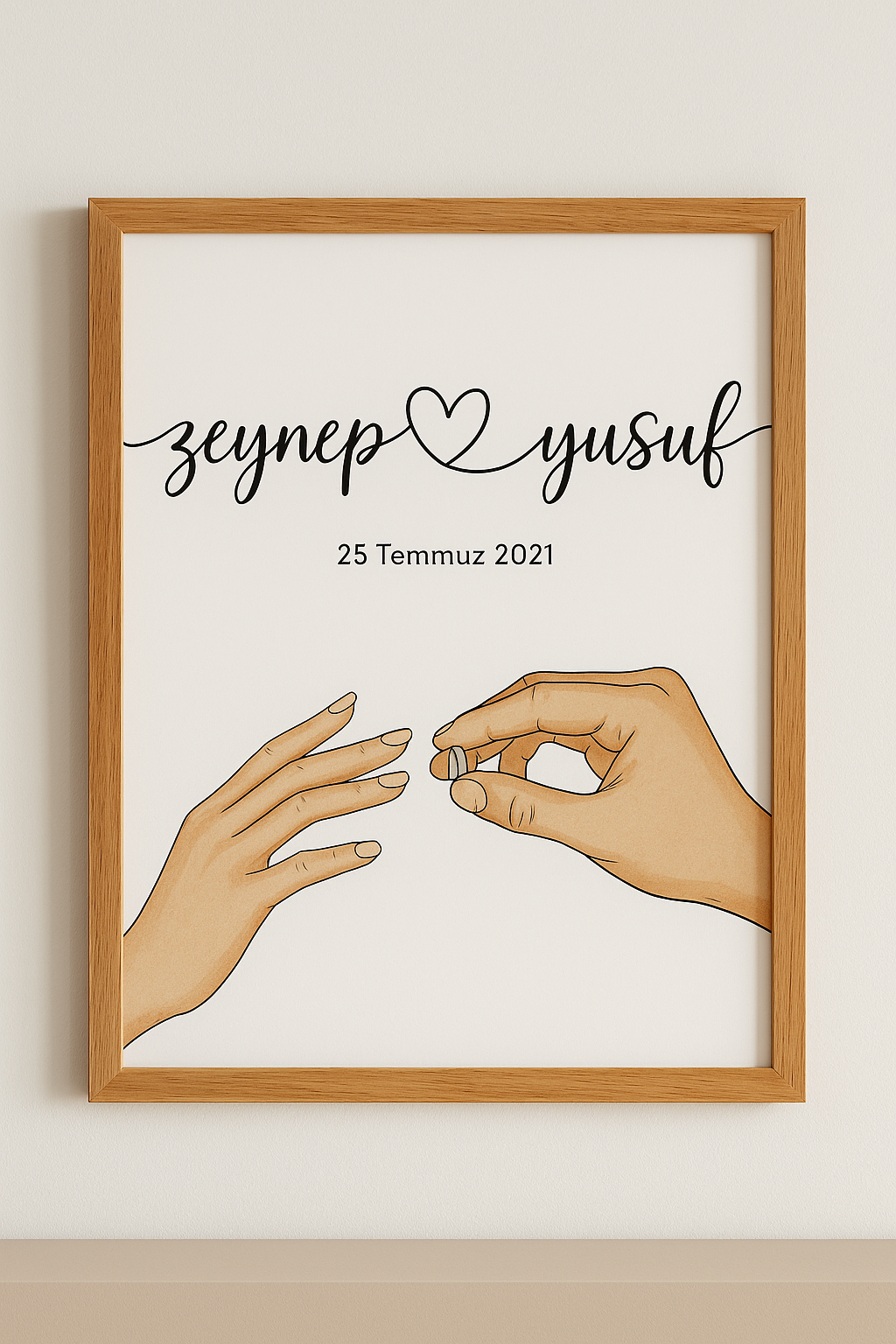 Kişiye Özel İsimli Çerçeveli Tablo | Tanışma Evlilik Teklifi Nişan Düğün Tarihli Çift Hediyesi Romantik Duvar Dekoru