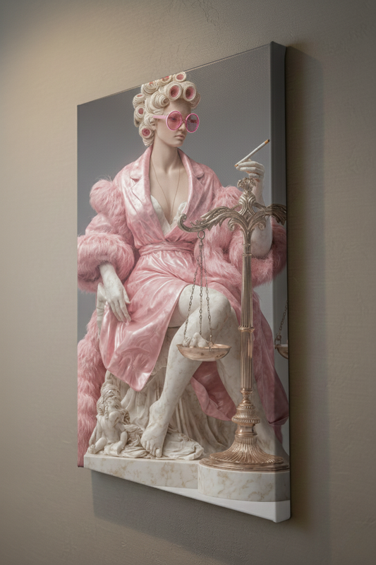 Themis Modern Pop Art Pembe Kanvas Tablo – Avukat & Hukuk Bürosu Dekoru