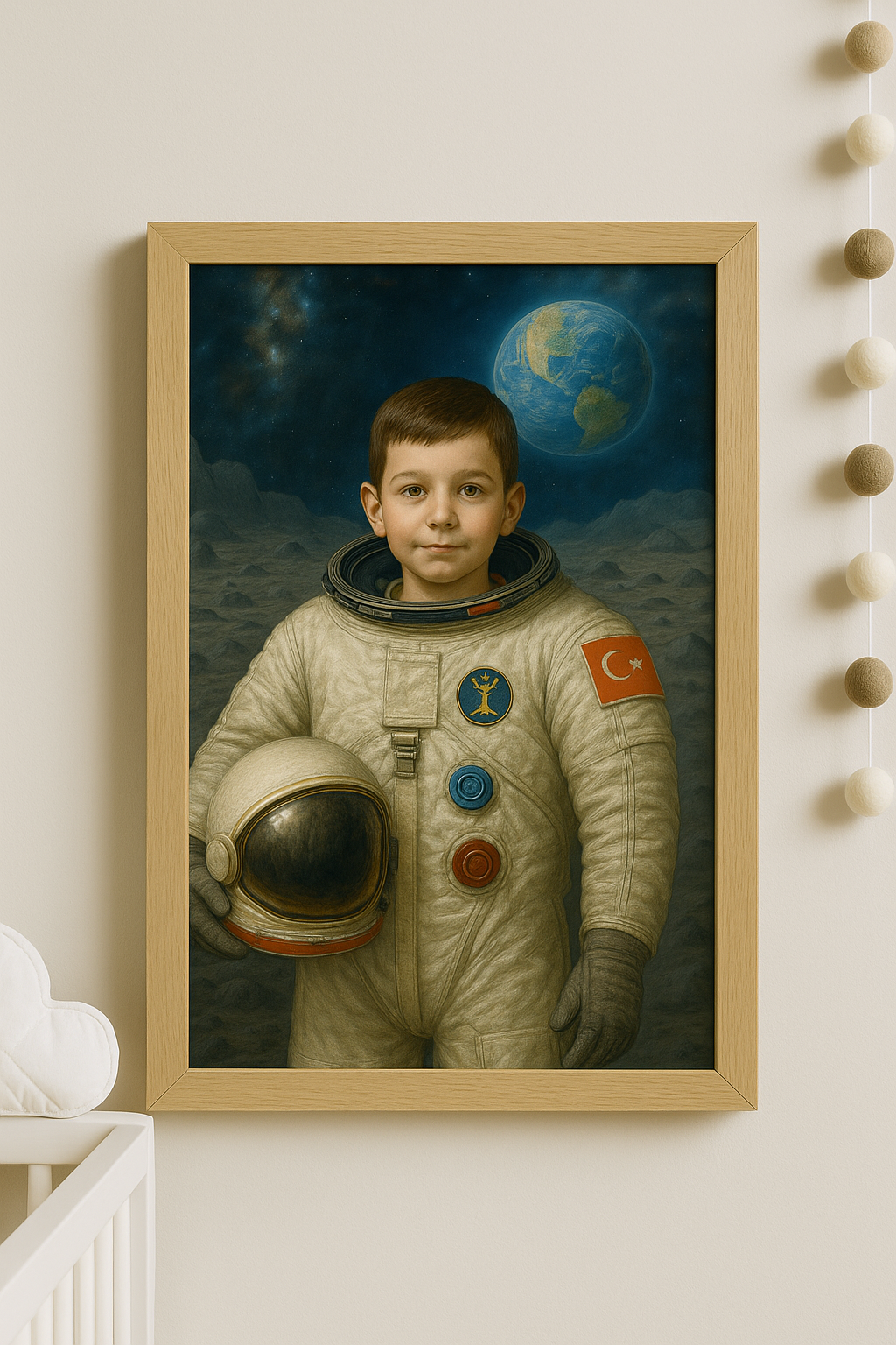 👩🚀👨🚀 Kişiye Özel Astronot Çerçeveli Tablo – Çocuk Odası İçin Uzay Temalı Dekor 🚀🌙