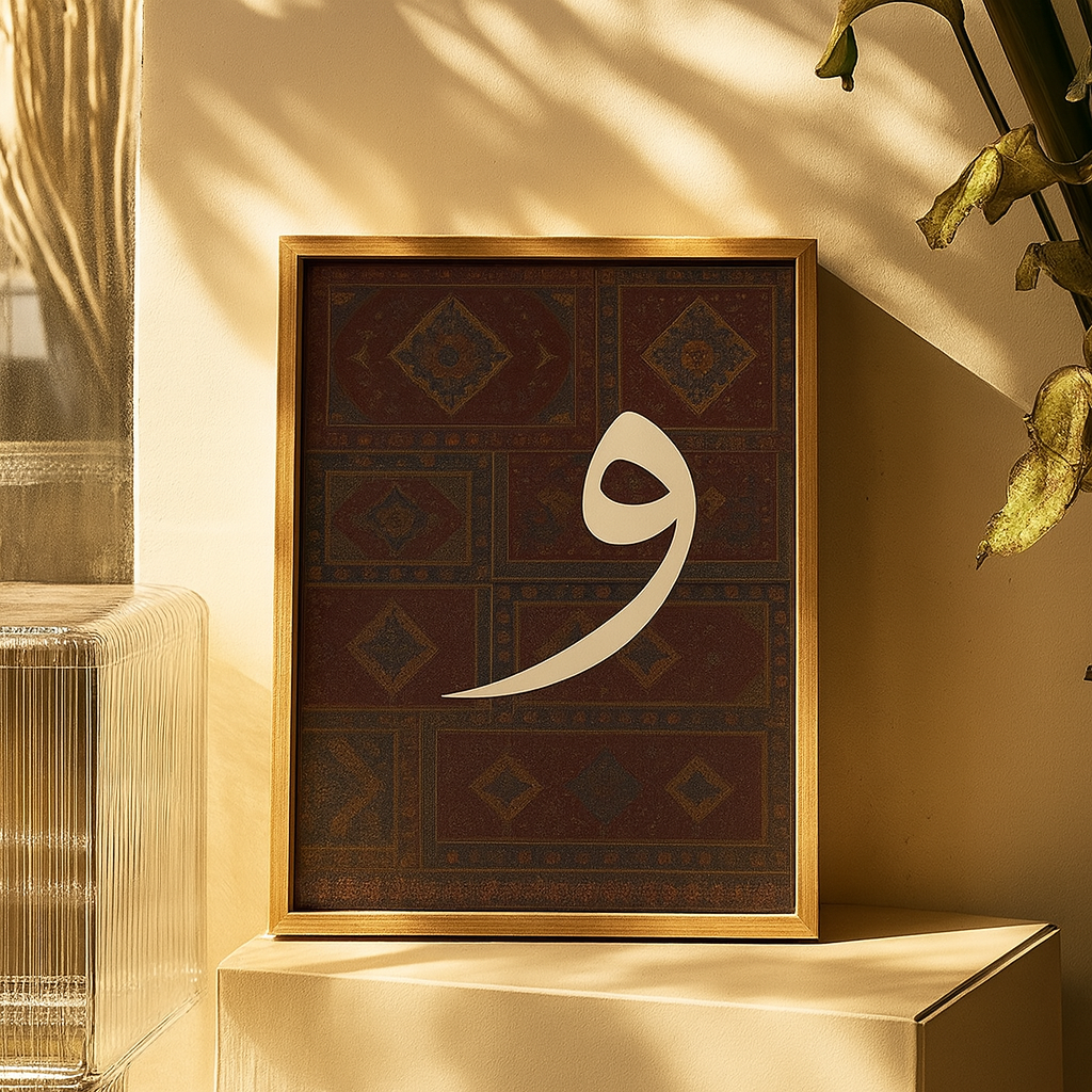 Vav Harfi Dekoratif Duvar Tablosu Ahşap Çerçeveli