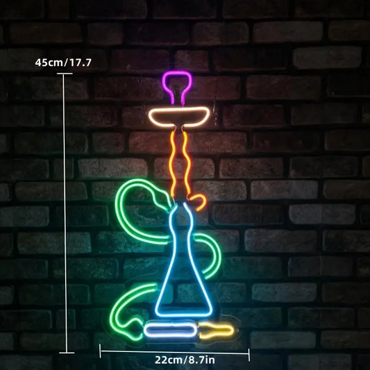 Neon Nargile Temalı Işıklı Dekoratif Duvar Aydınlatması