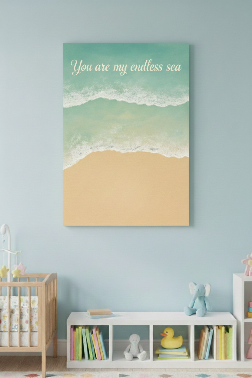 Kişiye Özel Ayak İzi Yapılabilir “You Are My Endless Sea” Kanvas Tablo – Bebeğinizin Ayak İzini Kendiniz Uygulayın