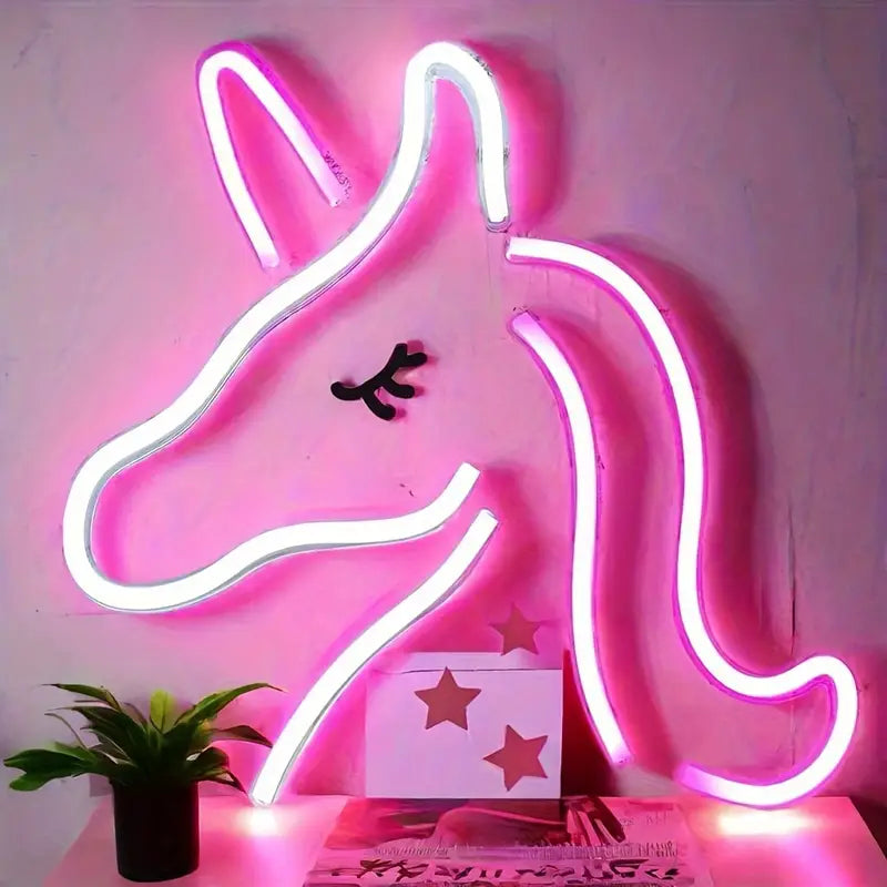 Neon Girls' Room Unicorn Pink Themed Illuminated Decorative Wall Lighting