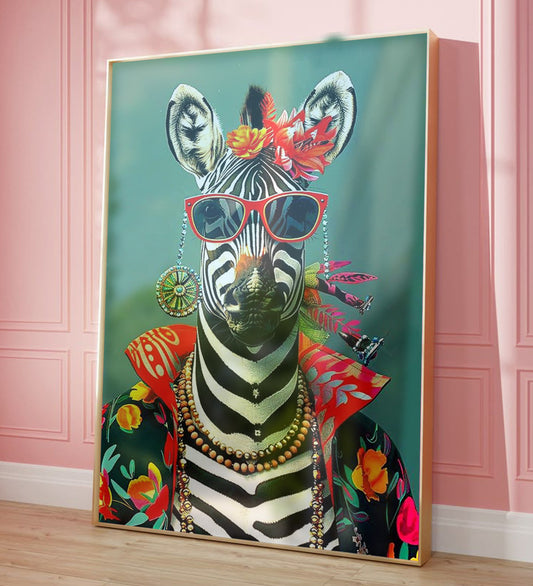 Zebra Uçuk Kaçık Severlere Çerçeveli Tablo