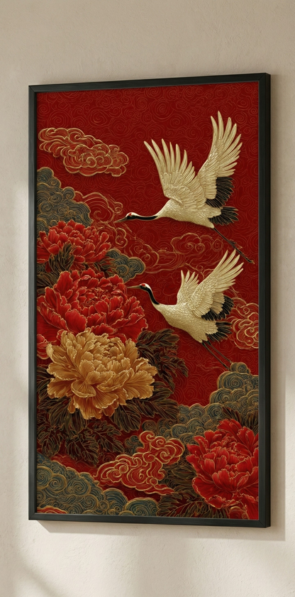 Turna Kuşu Çerçeveli Tablo 50 x 85 cm Dekoratif Duvar Tablosu - DP Özel Koleksiyon