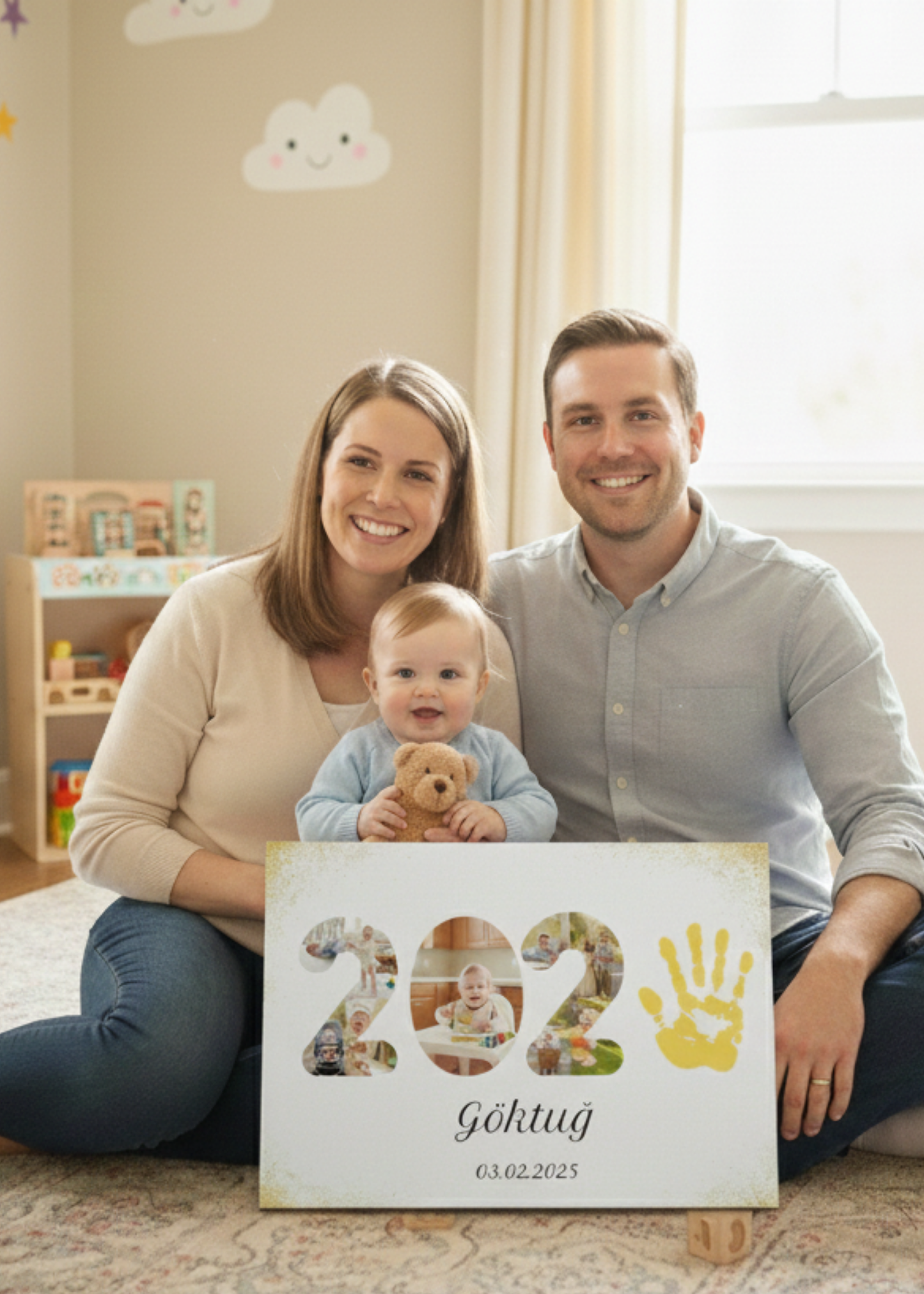 Çocuğunuzun En Güzel Anlarını ve Minik El İzini Ölümsüzleştiren Kişiye Özel 9 Fotoğraflı Hatıra Kanvas