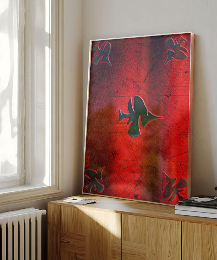 Framed Painting with Spade Design