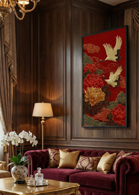 Turna Kuşu Çerçeveli Tablo 50 x 85 cm Dekoratif Duvar Tablosu - DP Özel Koleksiyon