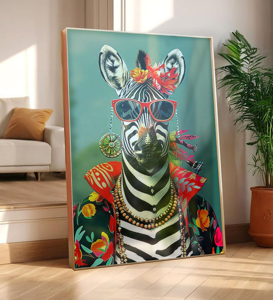 Zebra Uçuk Kaçık Severlere Çerçeveli Tablo