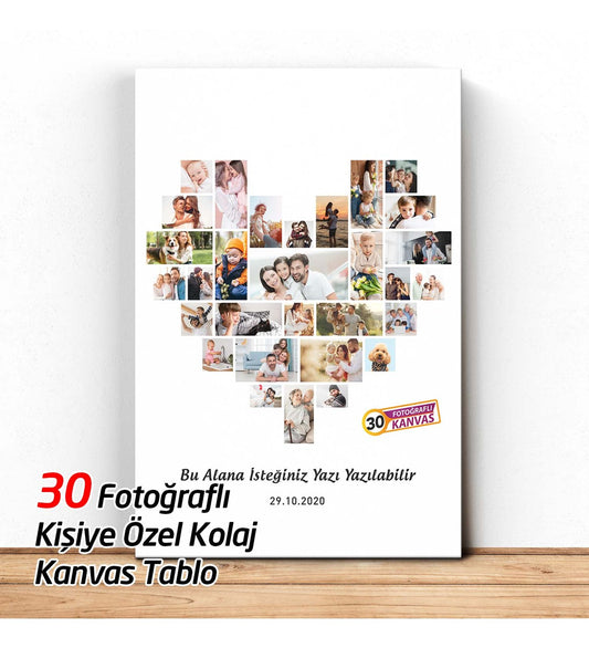 Sevgiliye Hediye 30 Fotoğraflı Kanvas Tablo