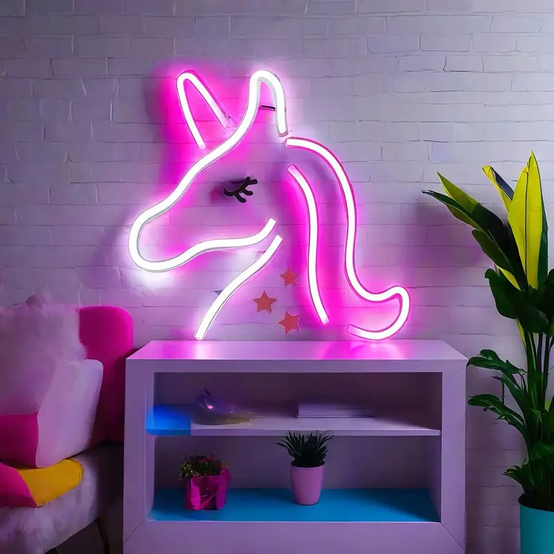 Neon Girls' Room Unicorn Pink Themed Illuminated Decorative Wall Lighting