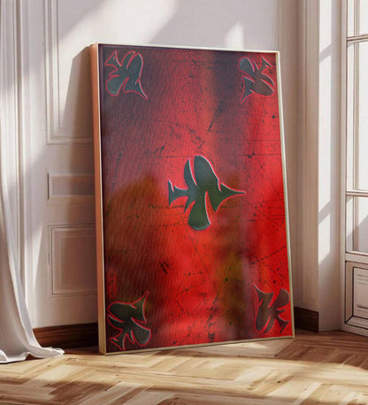 Framed Painting with Spade Design