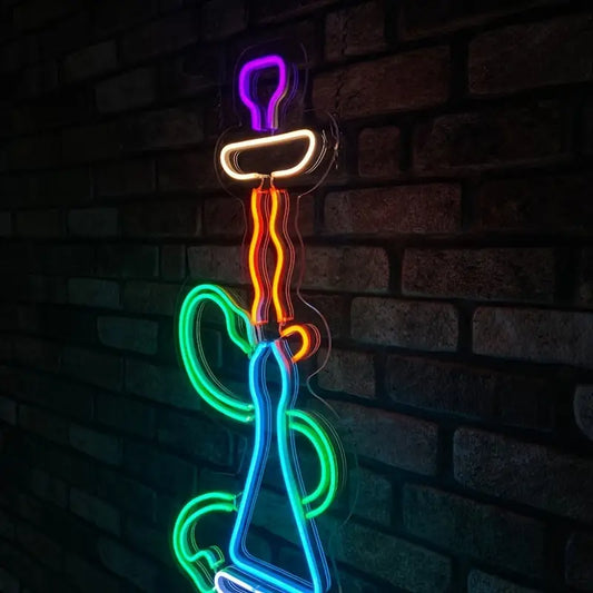 Neon Nargile Temalı Işıklı Dekoratif Duvar Aydınlatması
