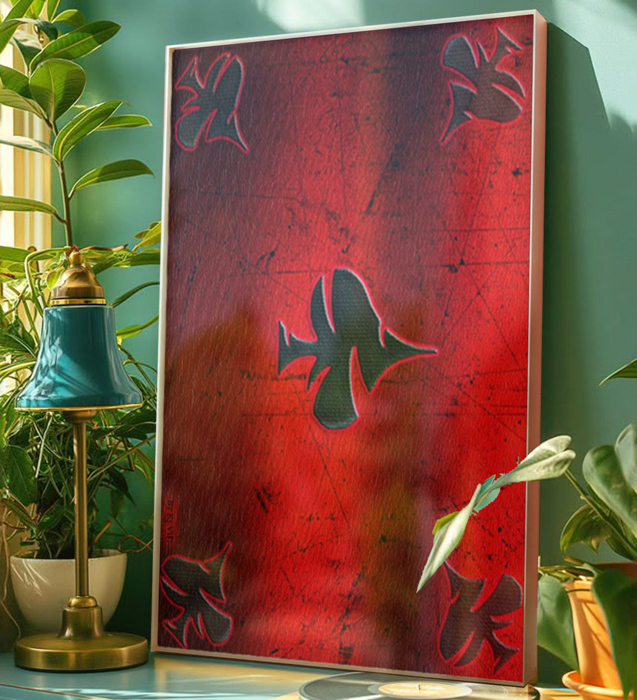 Framed Painting with Spade Design