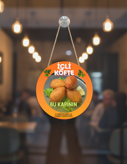 İçli Köfte Kapı ve Vitrin Asma Tabelası – 30x45 cm Asmaya Hazır