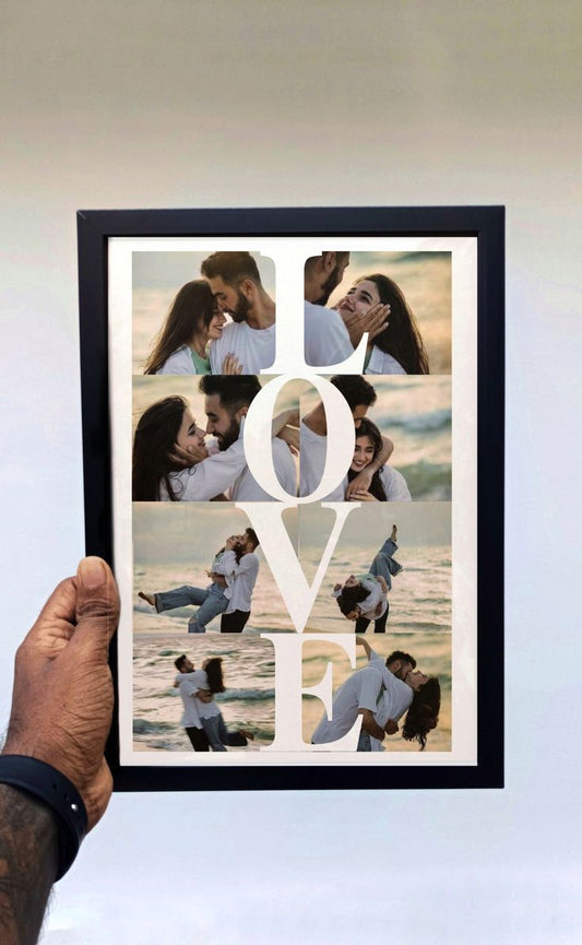 Love Yazılı 8 Fotoğraflı Çerçeveli Sevgiliye Özel Tablo