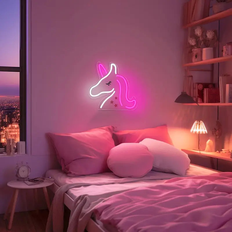 Neon Girls' Room Unicorn Pink Themed Illuminated Decorative Wall Lighting