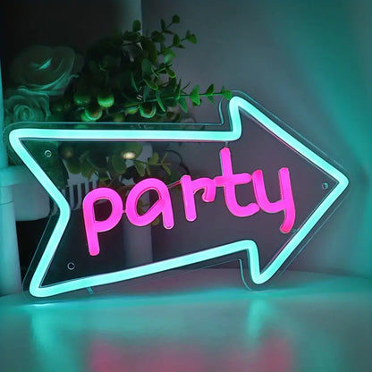 Neon Party Yön Tabelası Temalı Aydınlatma