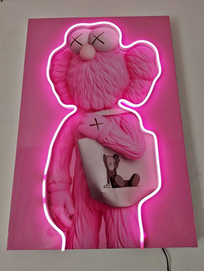 Neon Pembe Karakter Temalı Dekoratif Tablo 🎀✨