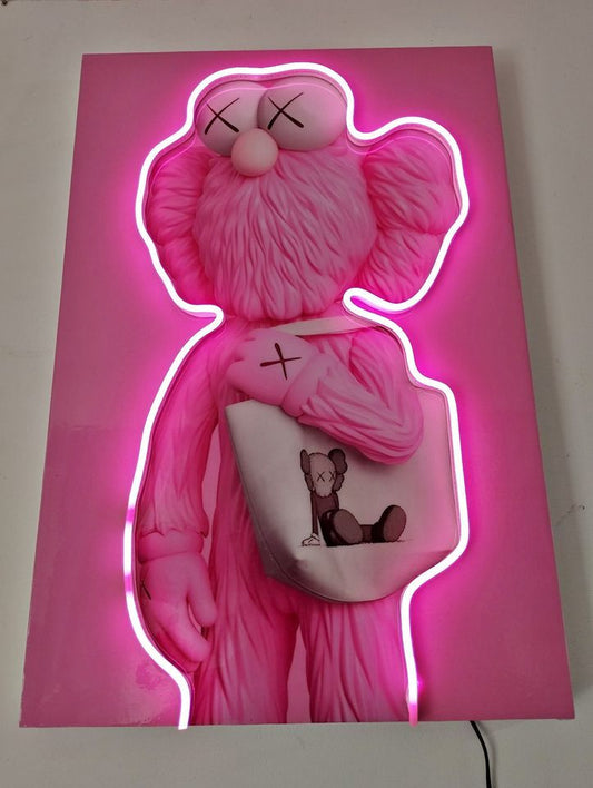 Neon Pembe Karakter Temalı Dekoratif Tablo 🎀✨