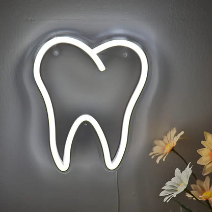 Neon Dentist Dental Themed Illuminated Decorative Wall Lighting (White - 20 cm x 17 cm)