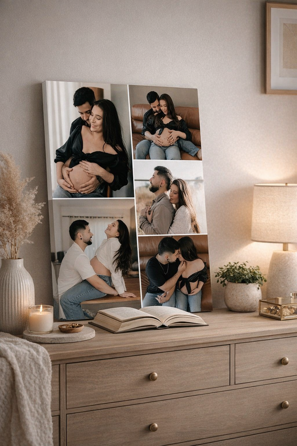 Kişiye Özel Hamilelik Anı Kolaj Tablo | Anne Baba Adayı Hatıra Kanvas Tablo | Bebek Beklerken En Özel Anlar
