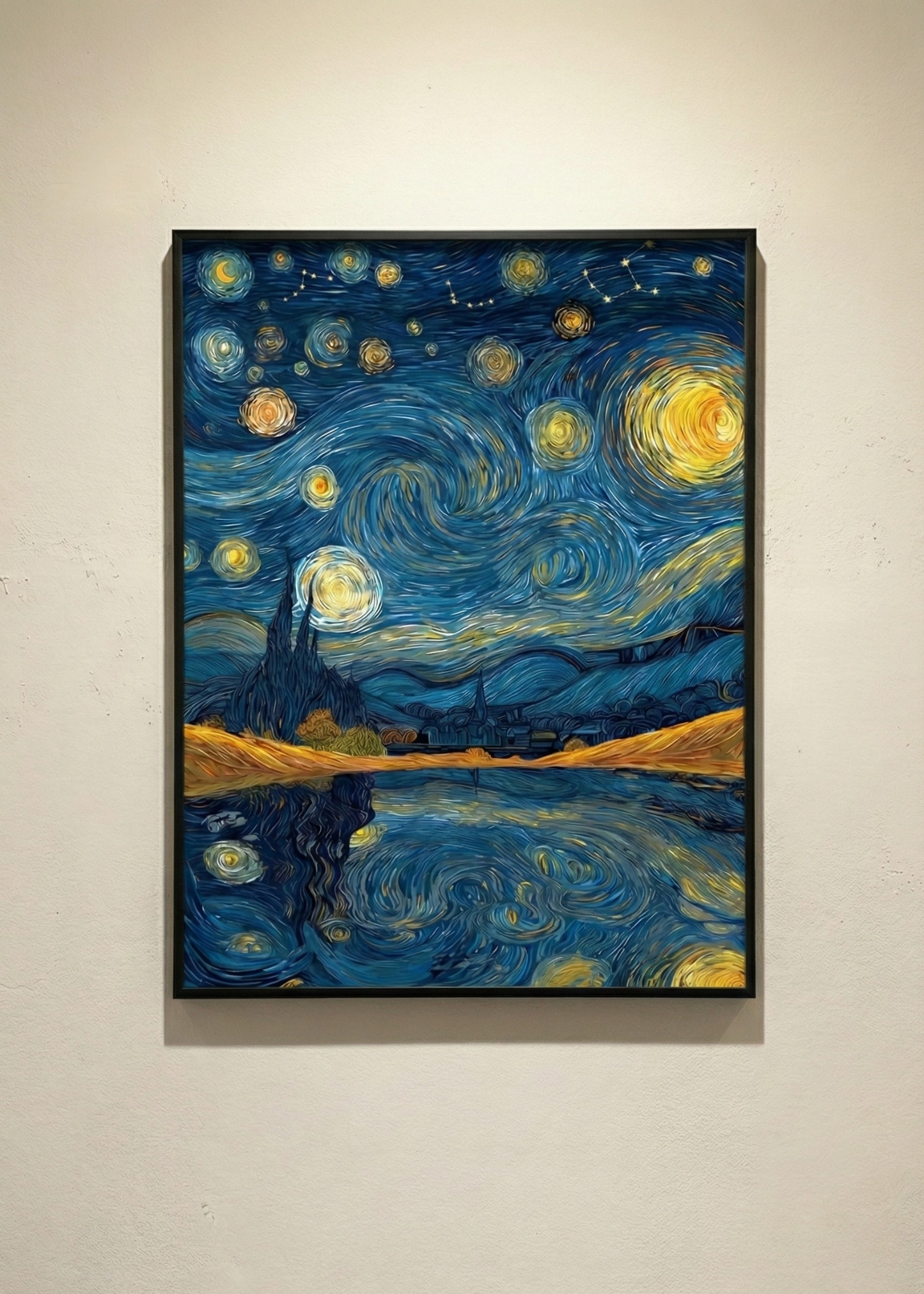 Gece Gökyüzü Temalı Çerçeveli Duvar Tablosu Modern Sanatsal Dekor