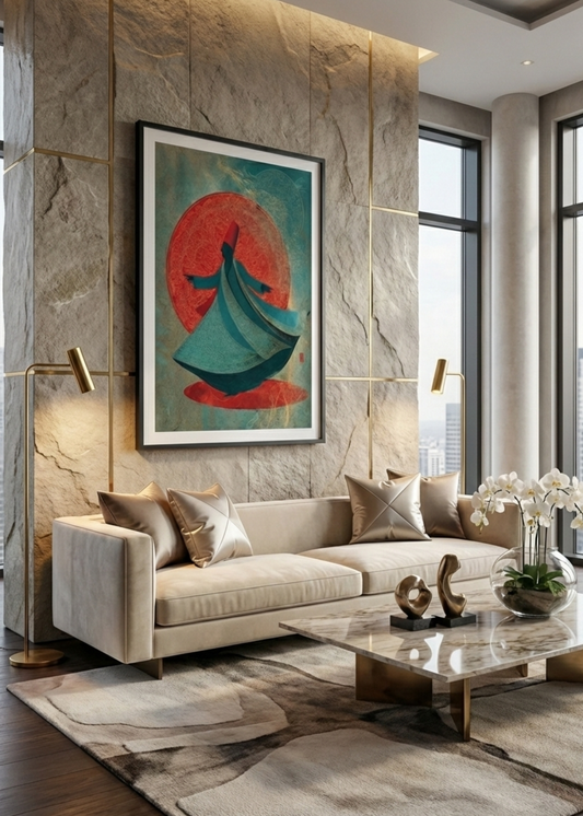 Modern Sufi Serisi Semazen Temalı Şık Çerçeveli Tablo