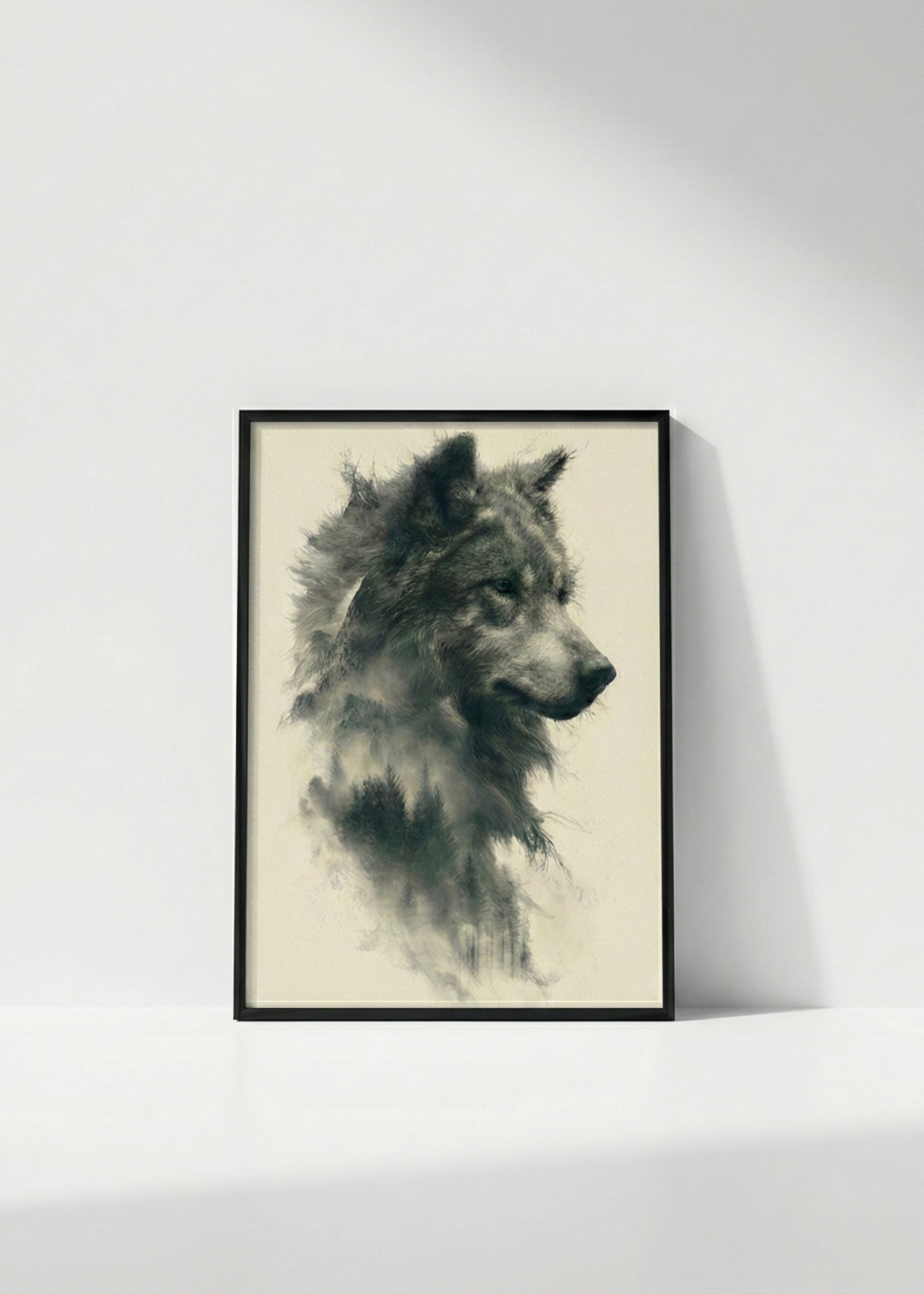 Kurt Figürlü Çerçeveli Tablo Modern Minimal Doğa Temalı Duvar Dekoru