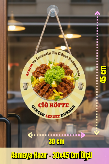 Çiğ Köfte Kapı ve Vitrin Asma Tabelası – 30x45 cm Asmaya Hazır