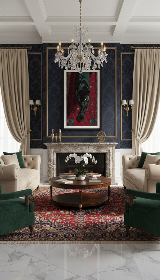 Siyah Çerçeveli Panter Temalı Dekoratif Tablo | Modern Ofis ve Ev Duvar Dekoru | Güç ve Asalet Simgesi