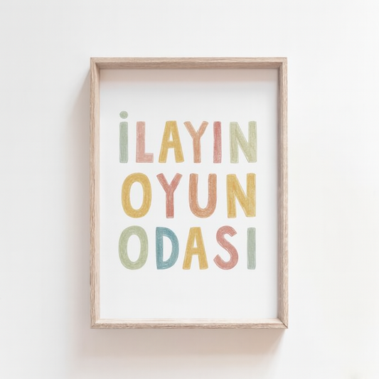 Kişiselleştirilebilir Çocuk İsimli Oyun Odası Tablosu | Eğlenceli & Dekoratif Çocuk Odası Dekoru  | Çerçeveli Tablo