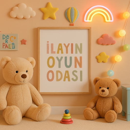 Kişiselleştirilebilir Çocuk İsimli Oyun Odası Tablosu | Eğlenceli & Dekoratif Çocuk Odası Dekoru  | Çerçeveli Tablo