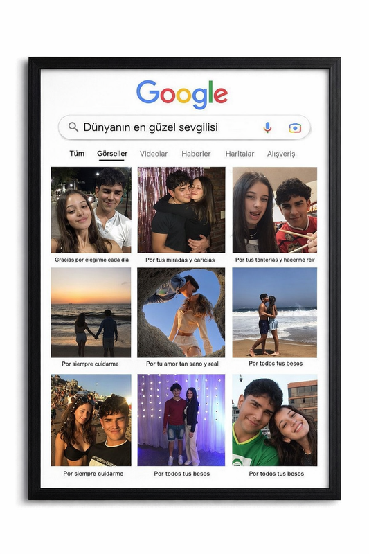 Dünyanın En Güzel Sevgilisi Google Tasarımlı Siyah Çerçeveli Tablo-Sevgililer Günü Özel