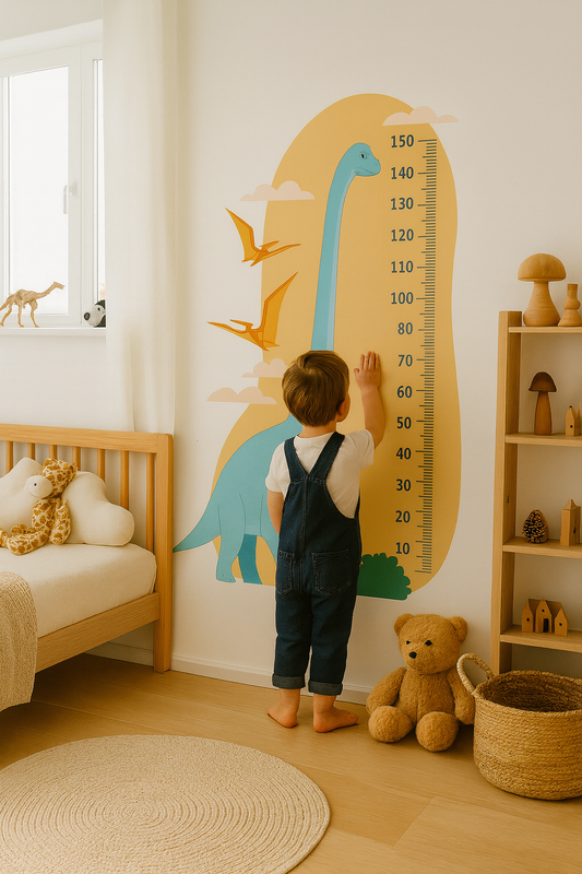 Dinozor Boy Ölçer Duvar Sticker’ı – Çocuk Odası Yükseklik Cetveli
