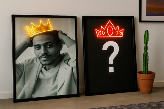 Kişiye Özel Siyah Beyaz Portre -Neon Taçlı Adam Çalışması