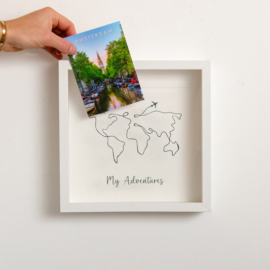 🌍 Tatil - Seyahat Anı Kutusu Dünya Haritası Temalı Çerçeveli Tablo ✈️🖼️