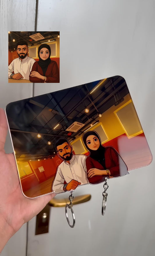 Kişiye Özel Karikatür Tasarımlı Çift Anahtarlık – Hediye & Dekoratif Ürün