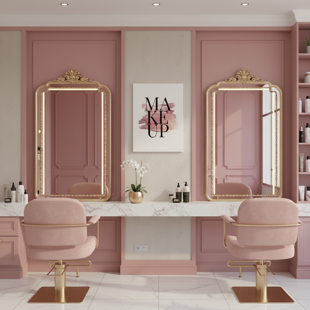 MAKE UP Yazılı Modern Kanvas Tablo | Kuaför ve Güzellik Salonu Duvar Dekoru