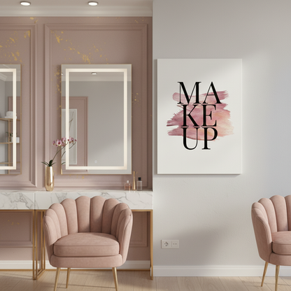 MAKE UP Yazılı Modern Kanvas Tablo | Kuaför ve Güzellik Salonu Duvar Dekoru