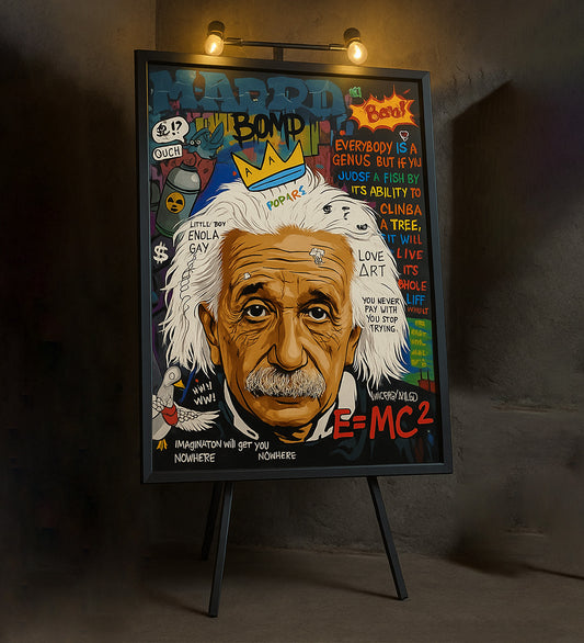 Einstein Çerçeveli Ahşap Tablo