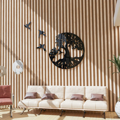 Hayat Ağacı Ve Kuş Motifli Home Tablo