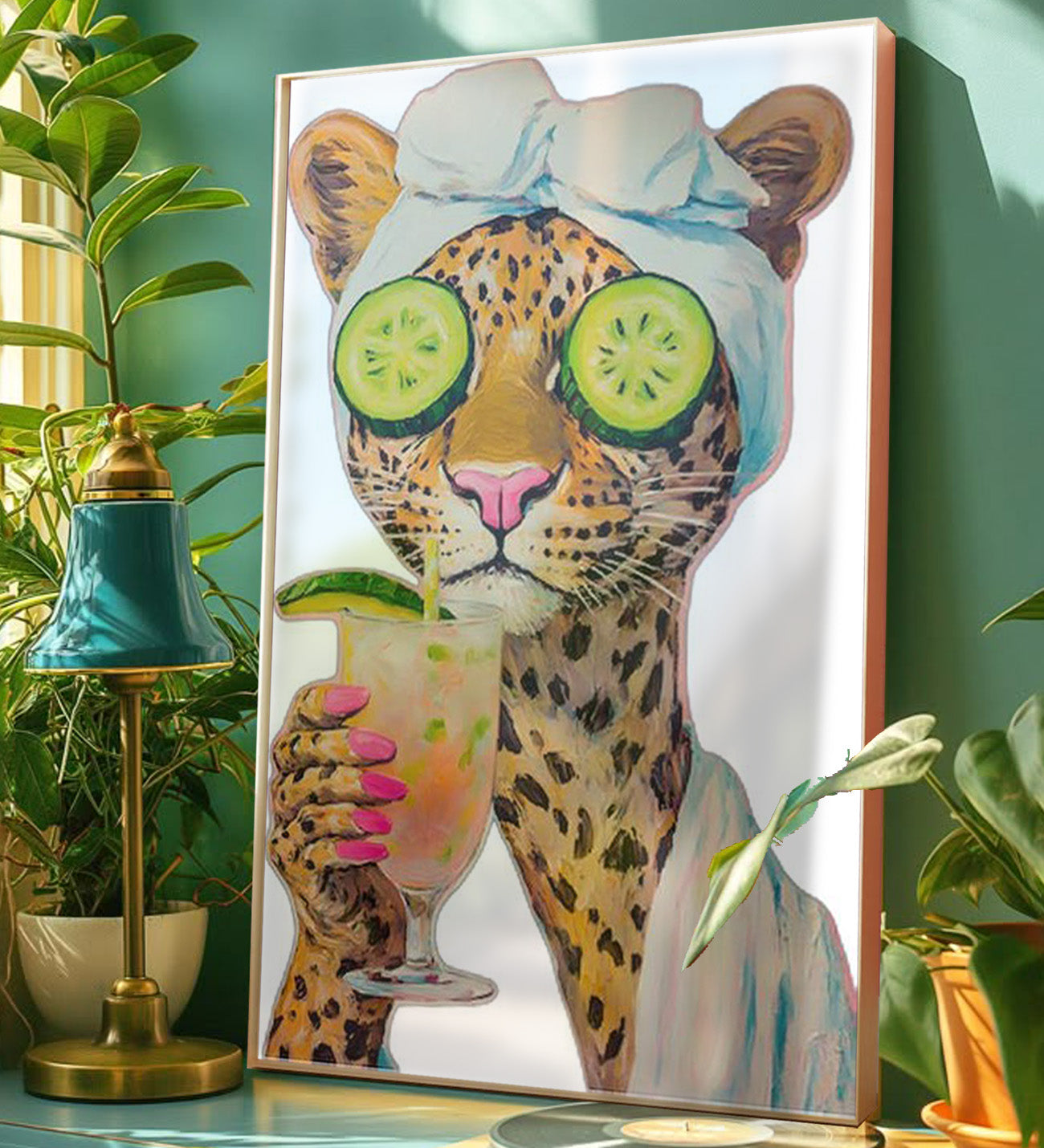 Leopar Uçuk Kaçık Çerçeveli Tablo