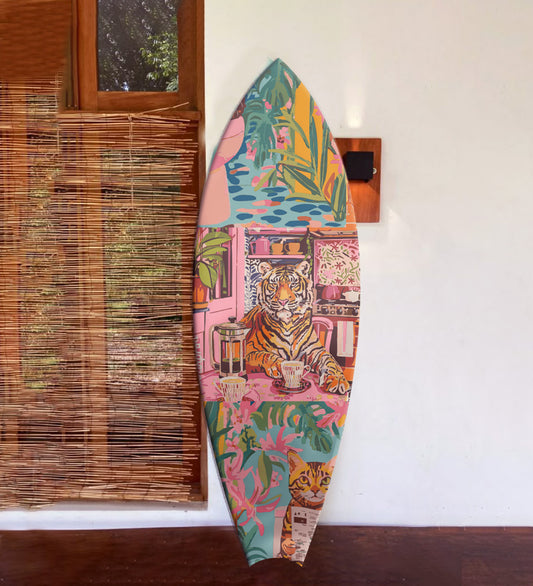 Pink Custom Designed Tiger Decorative Surfboard