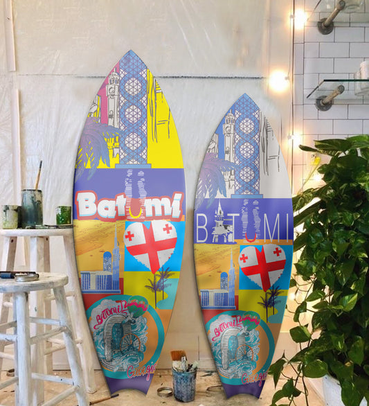 Decorative Surfboard with Batumi Georgia Design