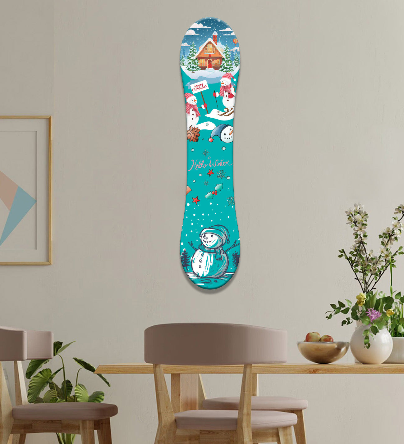 Kardan Adam Temalı Snowboard-Kış
