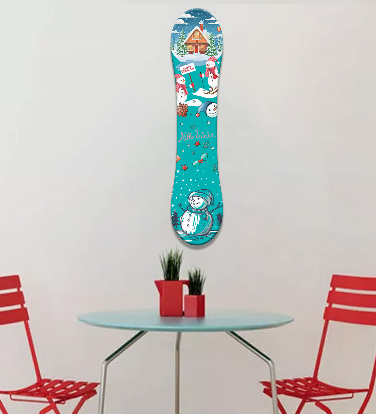 Kardan Adam Temalı Snowboard-Kış