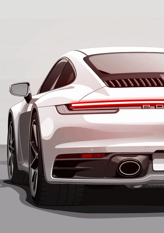 Porsche Beyaz 922 Neon Işıklı Tablo