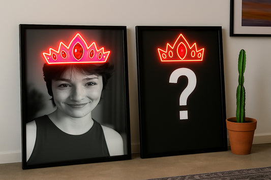 Kişiye Özel Siyah Beyaz Portre -Neon Taçlı Kadın Çalışması