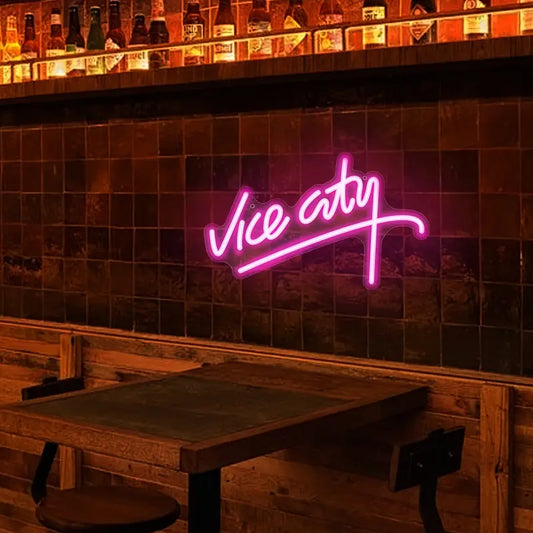 Neon Vice City Pembe Işıklı Dekoratif Aydınlatma